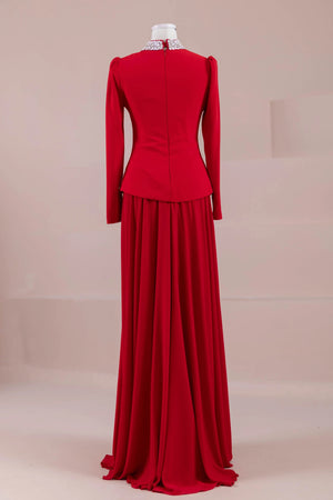 Selva Tesettür Abiye - FioraofDress - tesettur - abiye - Kırmızı - 38 - hijab - evening - dress