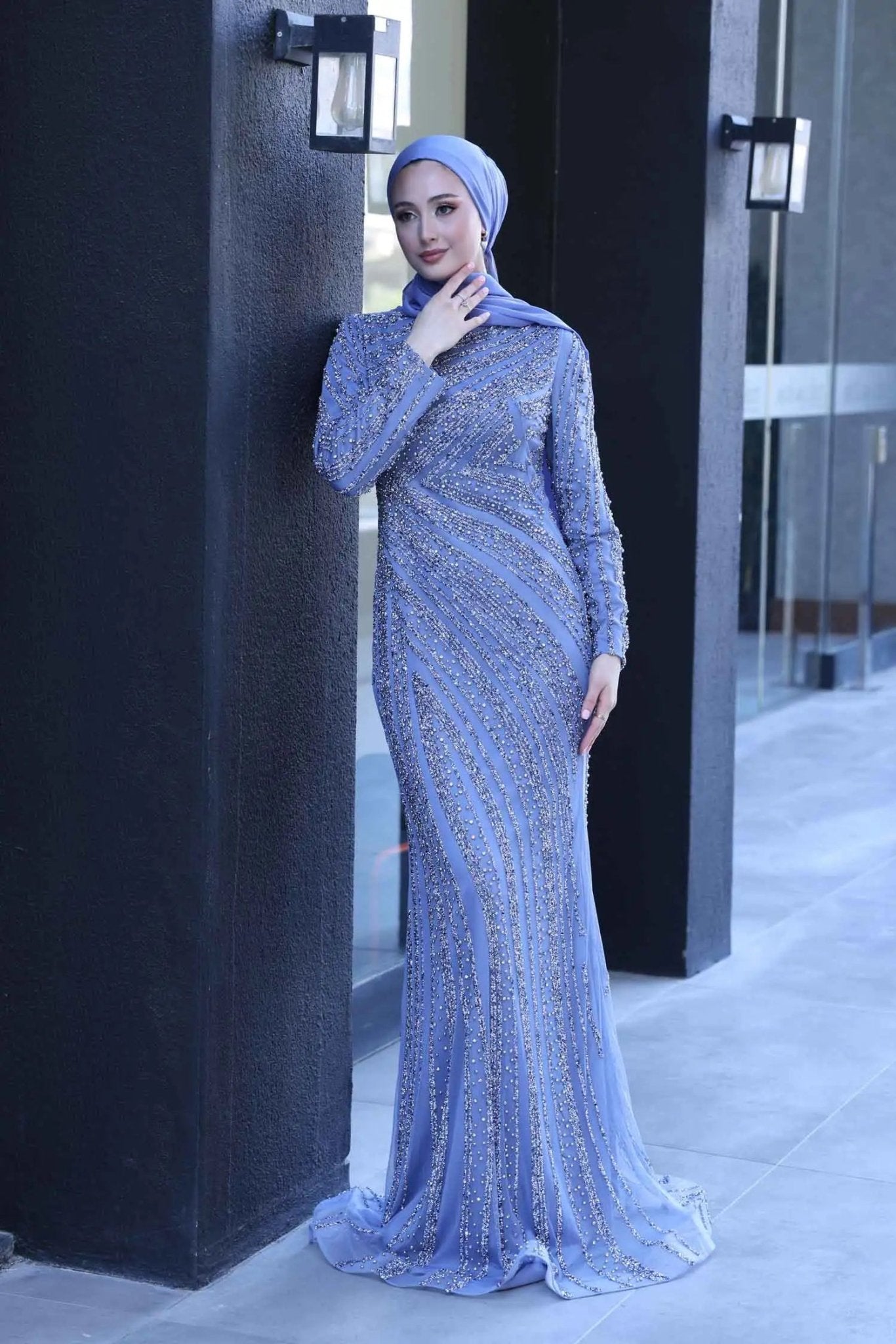 Senna Tesettür Abiye - FioraofDress - tesettur - abiye - 38 - İNDİGO - hijab - evening - dress