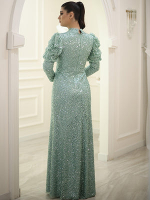 Serra Tesettür Abiye - FioraofDress - tesettur - abiye - 48 - mint - hijab - evening - dress