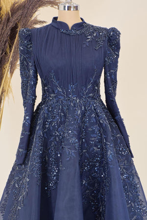 Serra Tesettür Abiye - FioraofDress - tesettur - abiye - LACİVERT - 38 - hijab - evening - dress