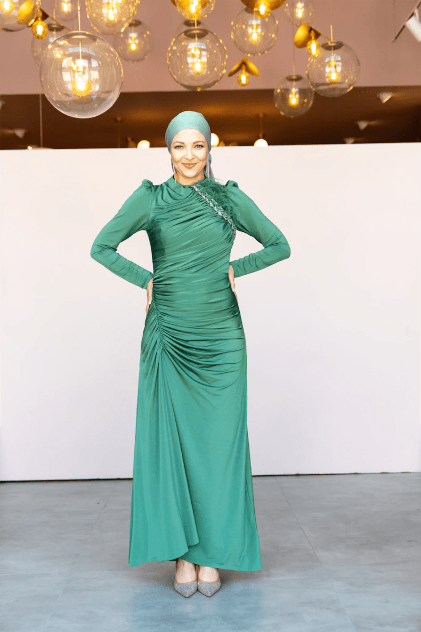 Setri Tesettür Abiye - FioraofDress - tesettur - abiye - 44 - Yağı Yeşil - hijab - evening - dress