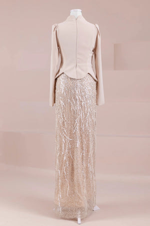 Simera Tesettür Abiye - FioraofDress - tesettur - abiye - Taş Renk - 38 - hijab - evening - dress