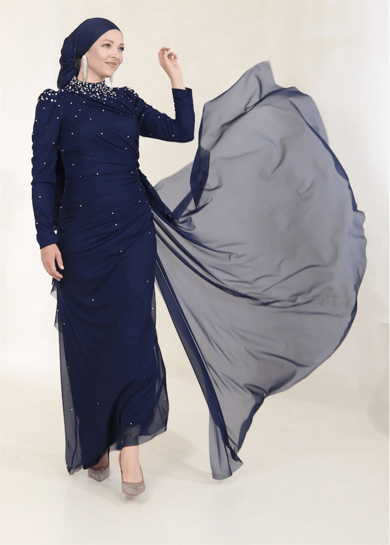 Stoneart Tesettür Abiye - FioraofDress - tesettur - abiye - 44 - lacivert - hijab - evening - dress
