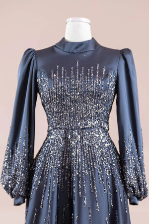 Su Abiye - FioraofDress - tesettur - abiye - 38 - İndigo - hijab - evening - dress