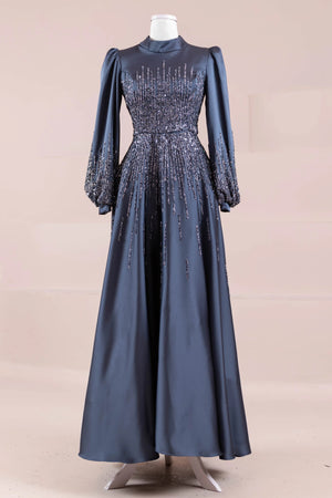 Su Abiye - FioraofDress - tesettur - abiye - 38 - İndigo - hijab - evening - dress