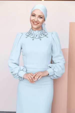 Taçmahal Tesettür Abiye - FioraofDress - tesettur - abiye - 46 - Mavii - hijab - evening - dress