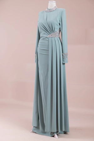 Tasha Tesettür Abiyesar - FioraofDress - tesettur - abiye - mint - 38 - hijab - evening - dress