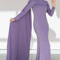 Tek Omuz Pelerinli Tesettür Abiye - FioraofDress - tesettur - abiye - 46 - LİLAA - hijab - evening - dress