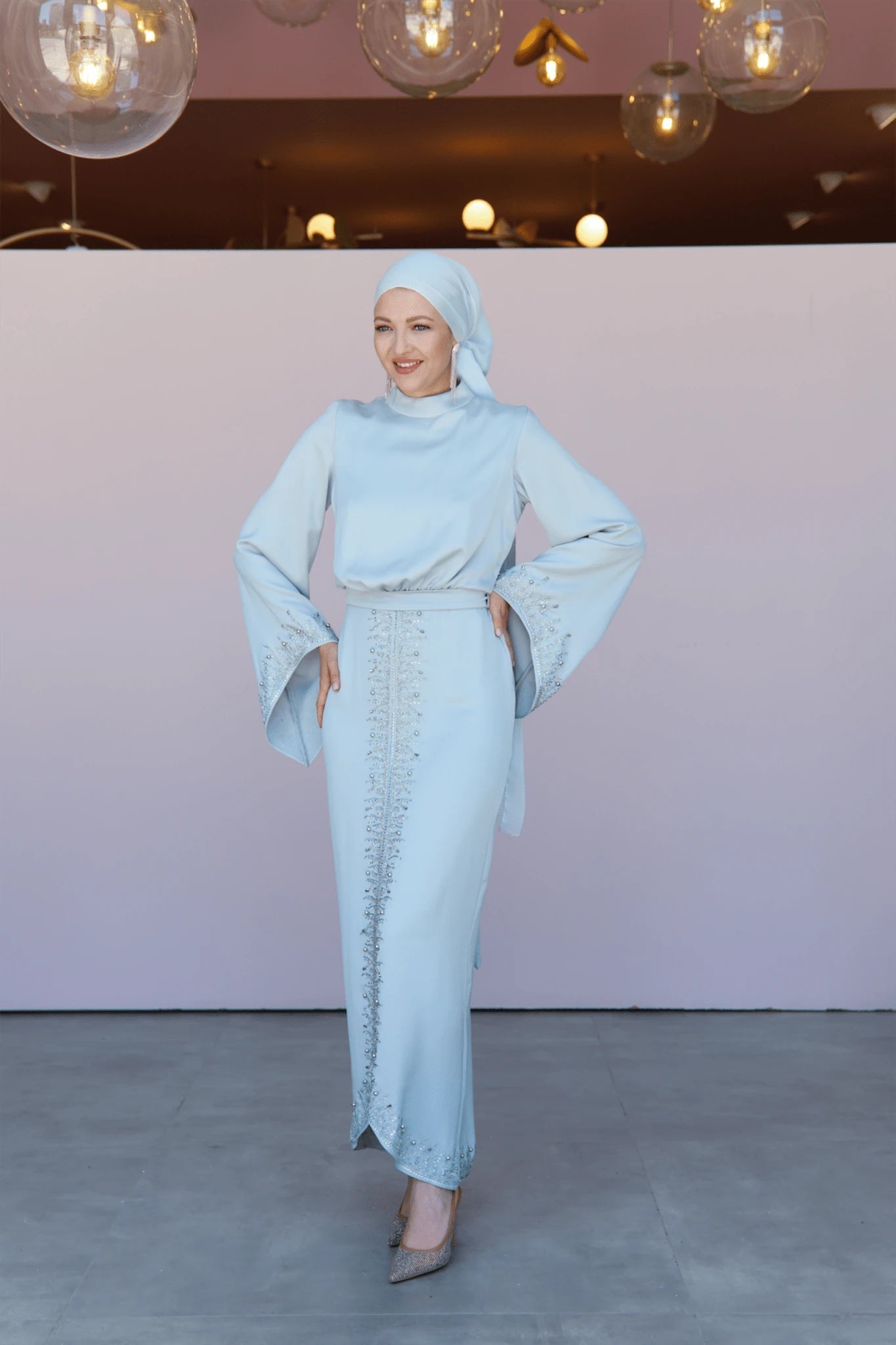 Thai Tesettür Abiye - Su Yeşili - FioraofDress - tesettur - abiye - 44 - Bebe Mavisi - hijab - evening - dress