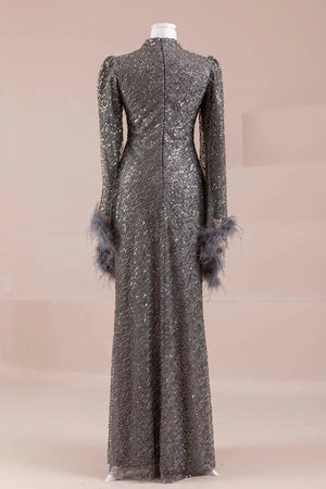 Tula Tesettür Abiye - FioraofDress - tesettur - abiye - gri - 38 - hijab - evening - dress