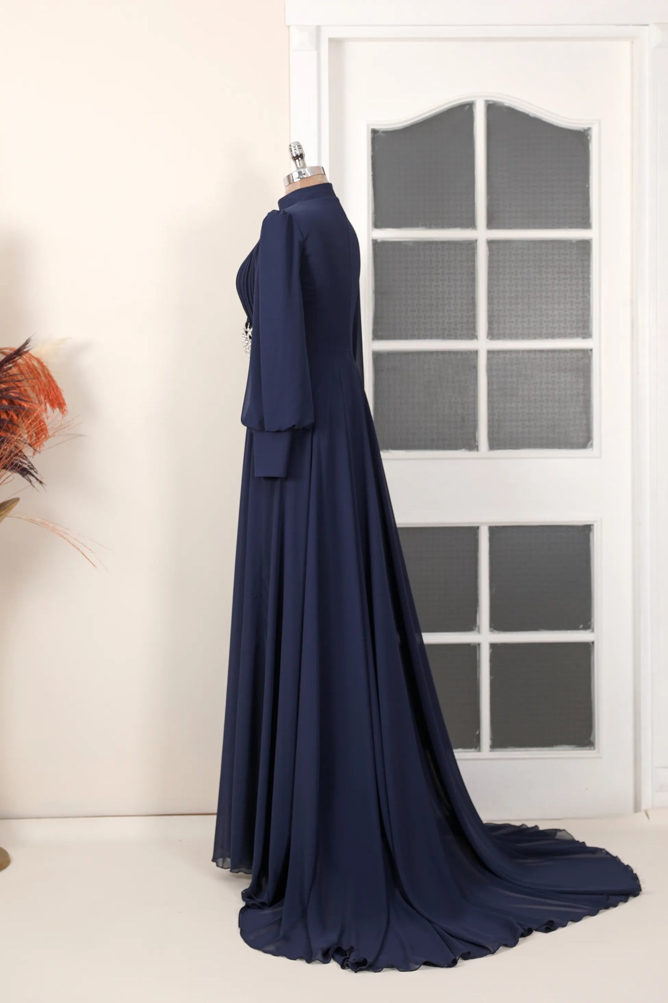 Valerya Abiye - FioraofDress - tesettur - abiye - 38 - lacivert - hijab - evening - dress
