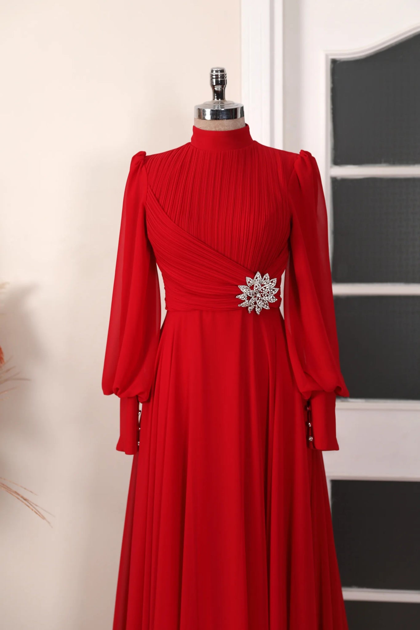 Valerya Abiye - FioraofDress - tesettur - abiye - 38 - Kırmızı - hijab - evening - dress