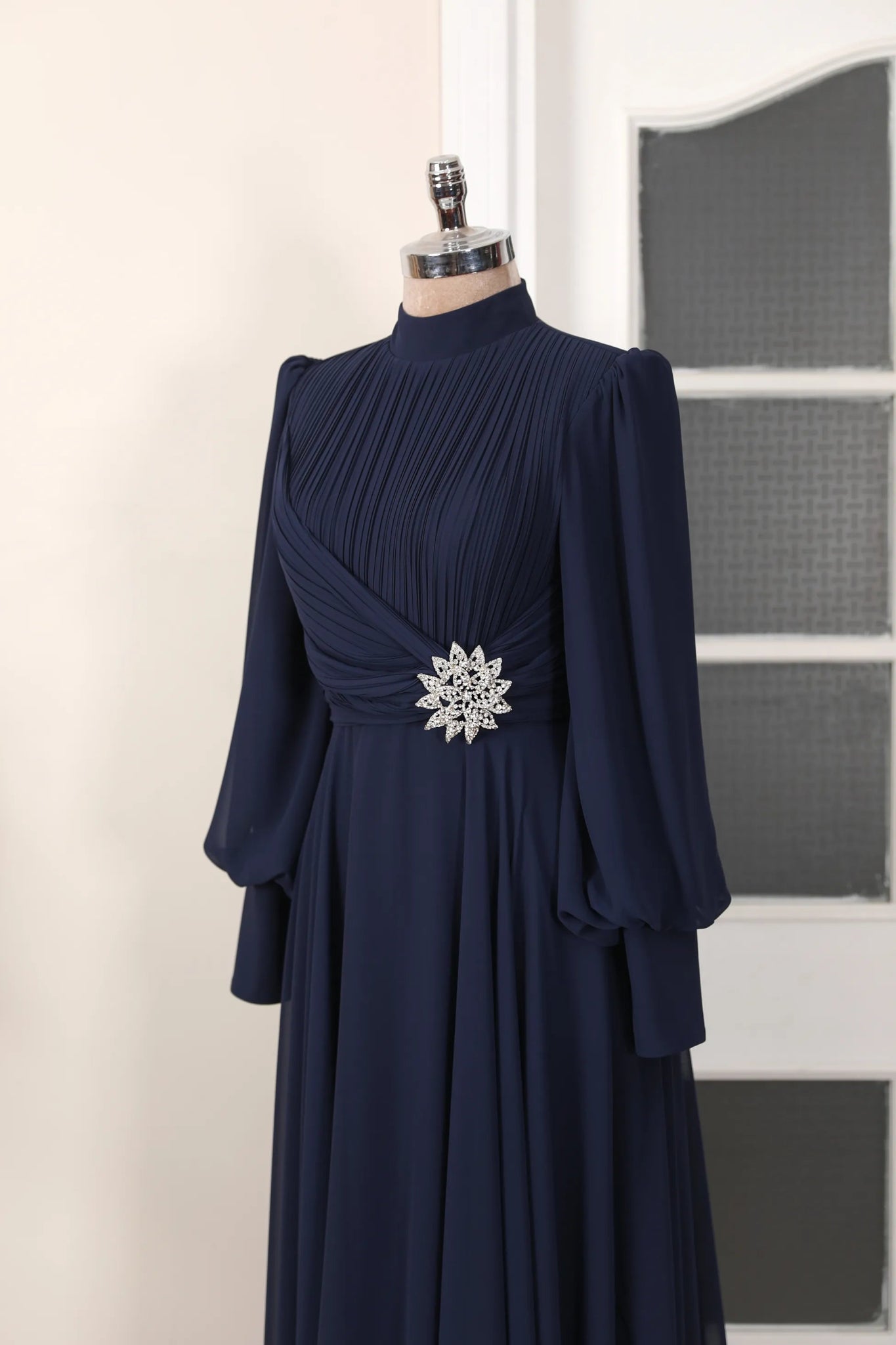 Valerya Abiye - FioraofDress - tesettur - abiye - 38 - lacivert - hijab - evening - dress