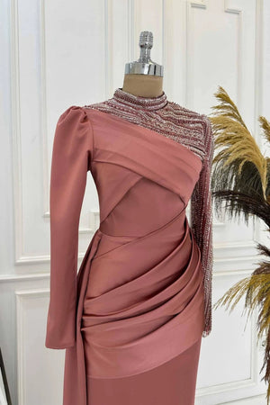 Vela Abiye - FioraofDress - tesettur - abiye - 48 - Gül Kurusu - hijab - evening - dress