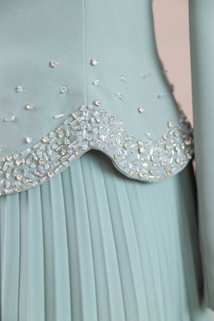 Velor Tesettur Abiye - FioraofDress - tesettur - abiye - mint yeşili - 38 - hijab - evening - dress