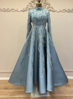 Victoria Tesettür Abiye Mavi - FioraofDress - tesettur - abiye - 48 - MAVİ - hijab - evening - dress
