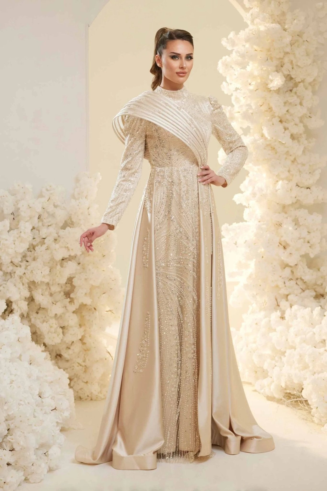 Violet Tesettür Abiye - FioraofDress - tesettur - abiye - GOLD - 38 - hijab - evening - dress