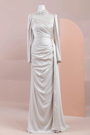 Ziri Tesettür Abiye - FioraofDress - tesettur - abiye - krem - 36 - hijab - evening - dress