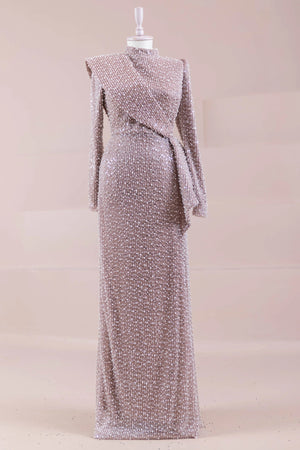 Ziva Tesettür Abiye - FioraofDress - tesettur - abiye - Pudra - 38 - hijab - evening - dress