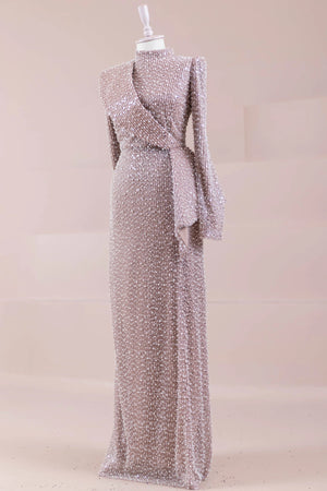 Ziva Tesettür Abiye - FioraofDress - tesettur - abiye - Pudra - 38 - hijab - evening - dress