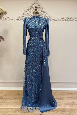 Zühre İndigo Tesettür Abiye - FioraofDress - tesettur - abiye - 52 - İNDİGO - hijab - evening - dress