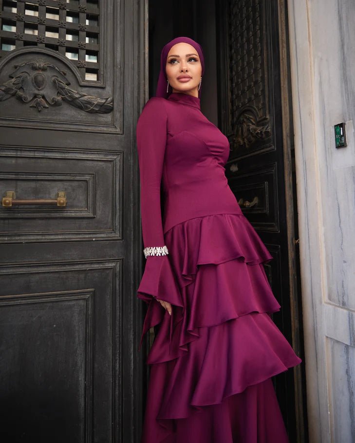 Zümra Taşlı Tesettür Abiye - FioraofDress - tesettur - abiye - Mürdüm - 36 - hijab - evening - dress