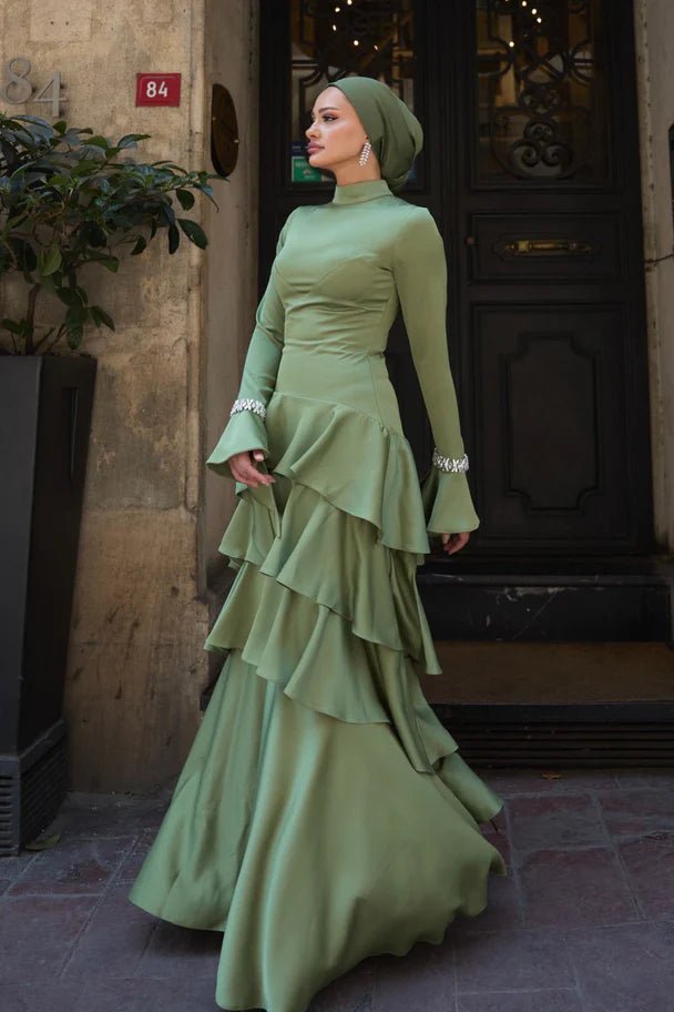 Zümra Taşlı Tesettür Abiye - FioraofDress - tesettur - abiye - HAKİ - 36 - hijab - evening - dress